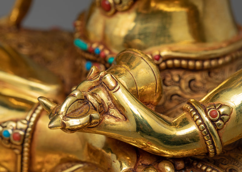 Tibetan Vajrasattva Statue | Gold Gilded Traditional Art