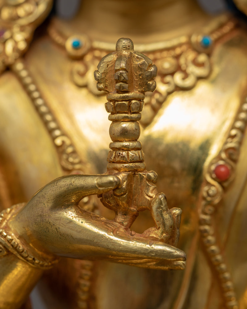 Vajrasattva Meditation Statue | Gold Gilded Traditional Vajrasattva Art