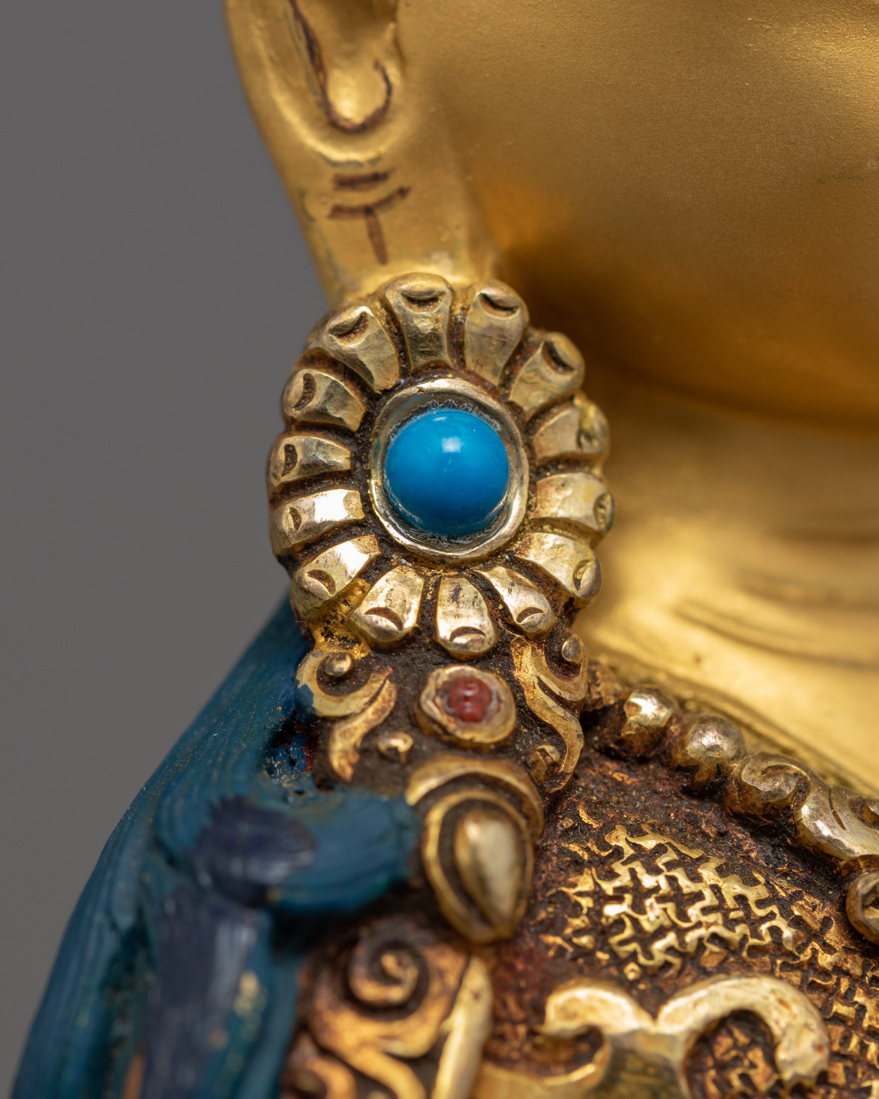 Semi-Wrathful Guru Rinpoche Statue | Hand-Carved Buddhist Deity Sculpture