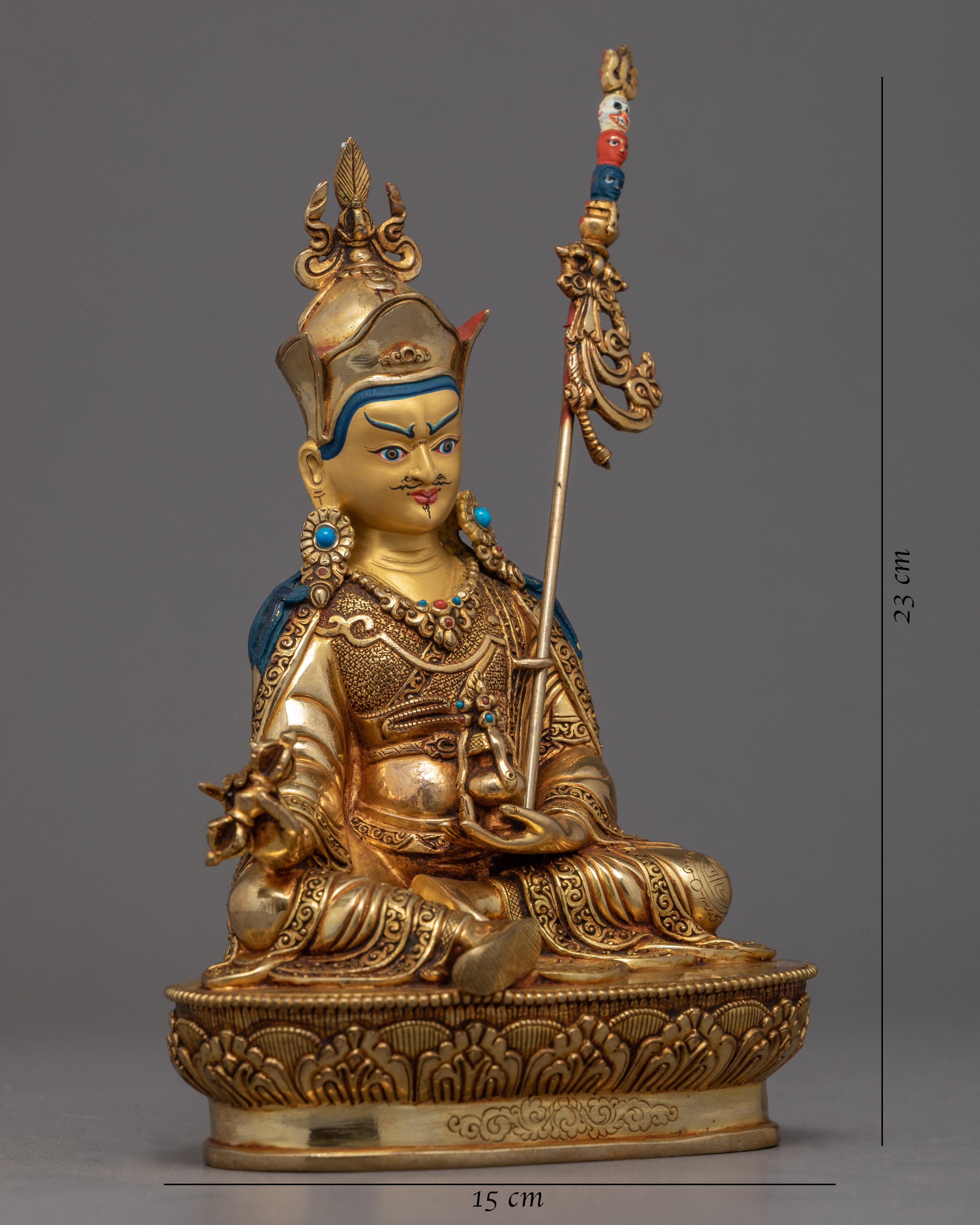 Semi-Wrathful Guru Rinpoche Statue | Hand-Carved Buddhist Deity Sculpture