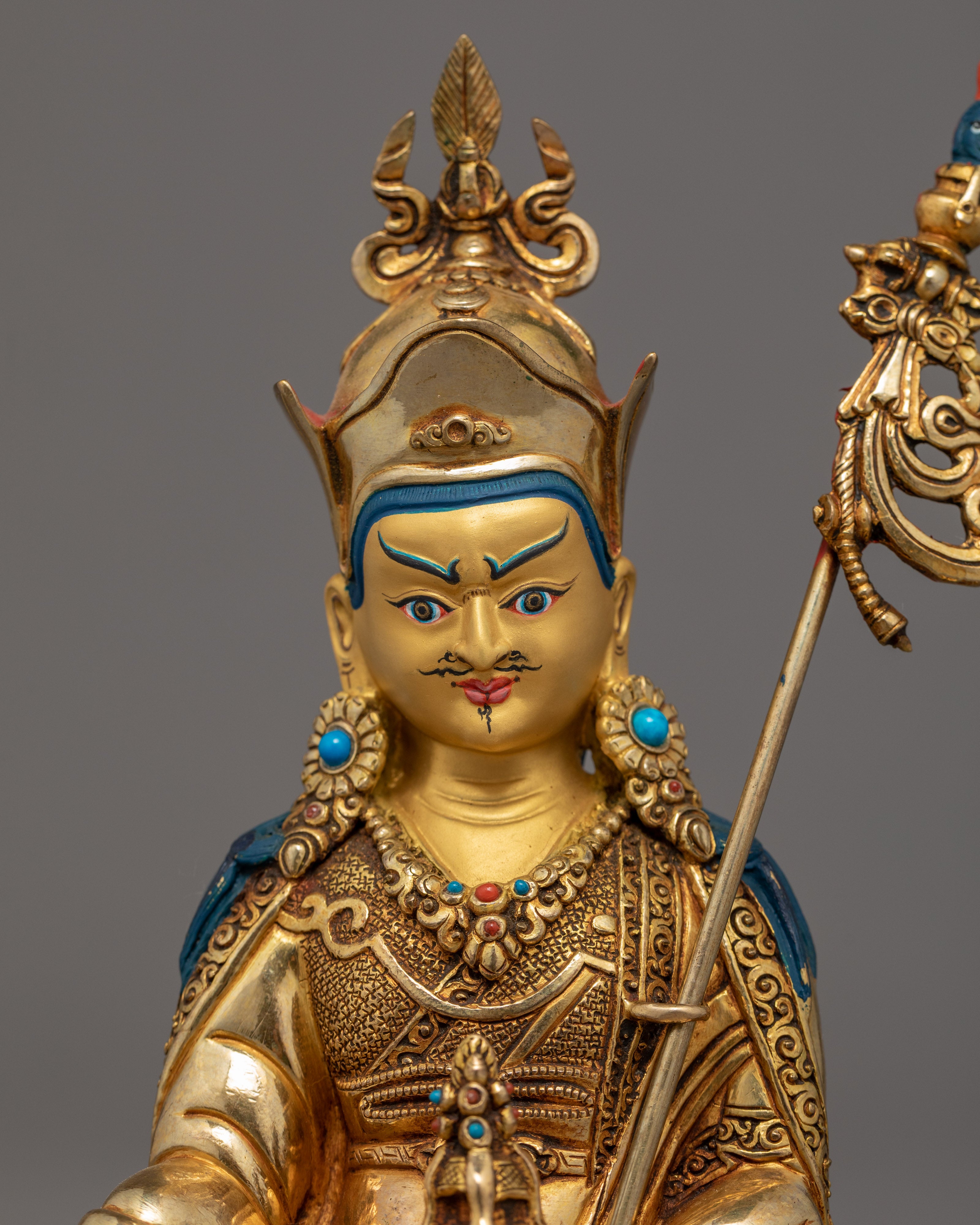 Semi-Wrathful Guru Rinpoche Statue | Hand-Carved Buddhist Deity Sculpture
