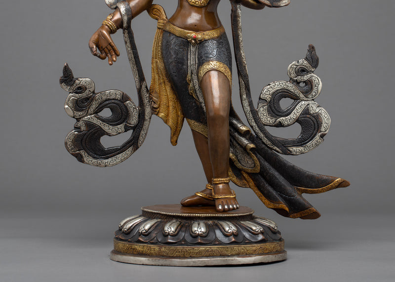Standing Green Tara Statue | Hand Carved Gold Gilded Statue