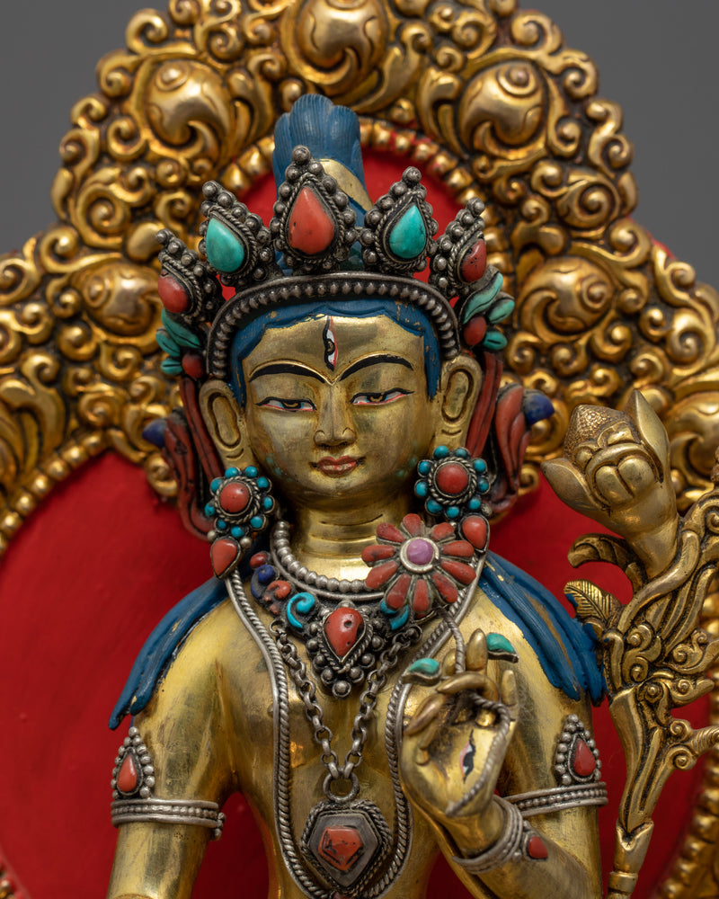 White Tara Sculpture | Genuine 24K Gold Plated Himalayan Art