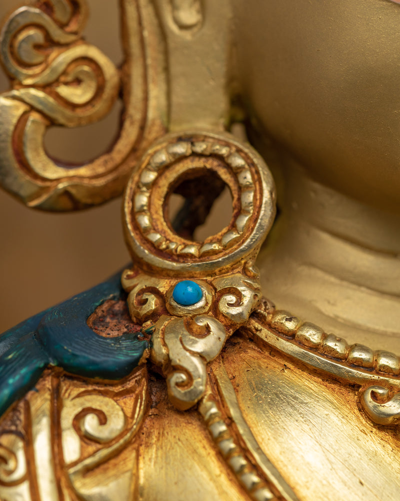 Vajrasattva Sculpture Nepal | Gold Gilded Traditional Art