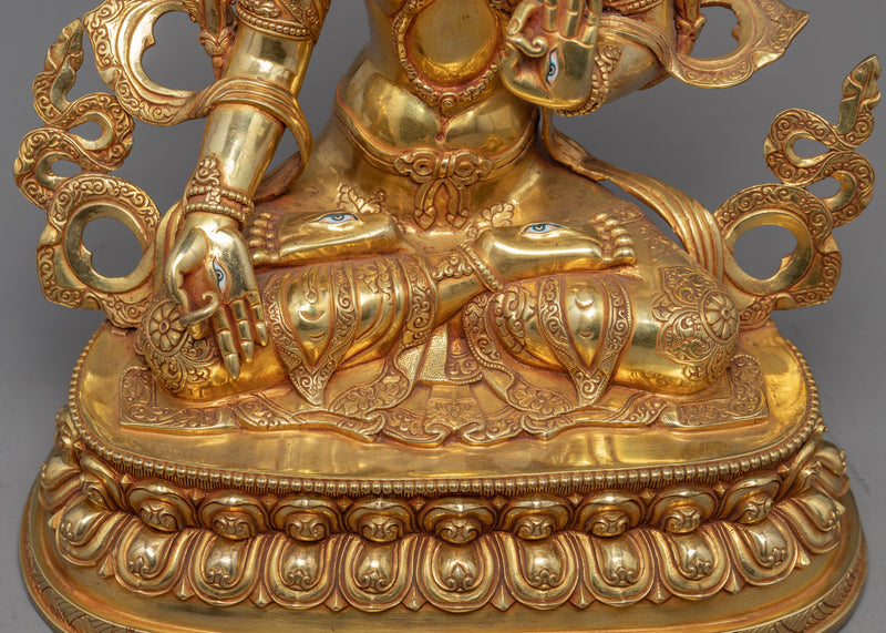 White Tara Gold Statue | Traditional Himalayan Sculpture