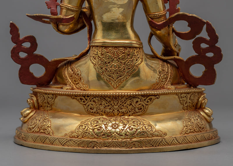 White Tara Gold Statue | Traditional Himalayan Sculpture