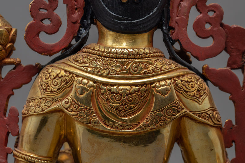 White Tara Gold Statue | Traditional Himalayan Sculpture