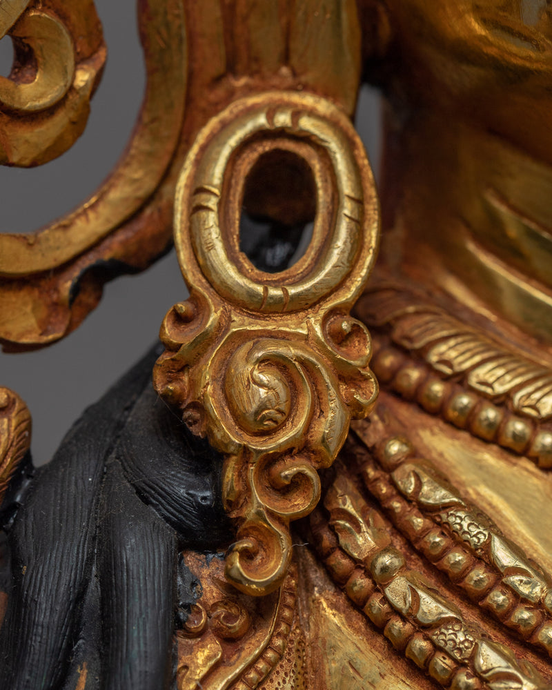 White Tara Gold Statue | Traditional Himalayan Sculpture