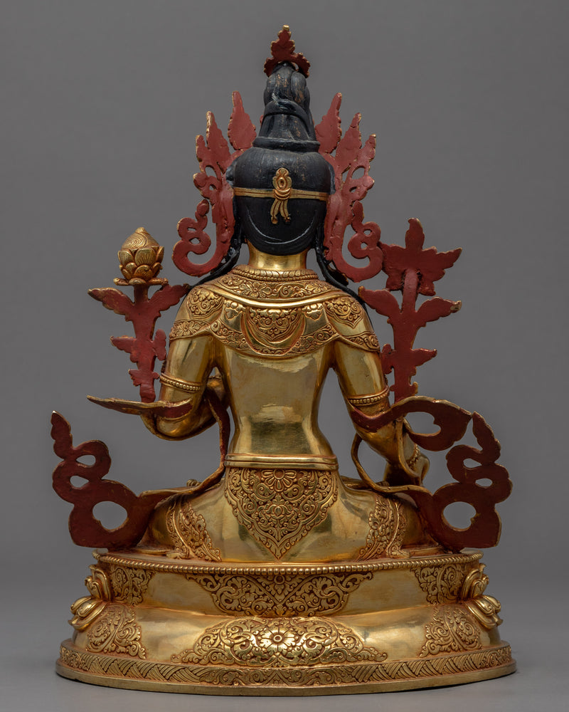White Tara Gold Statue | Traditional Himalayan Sculpture