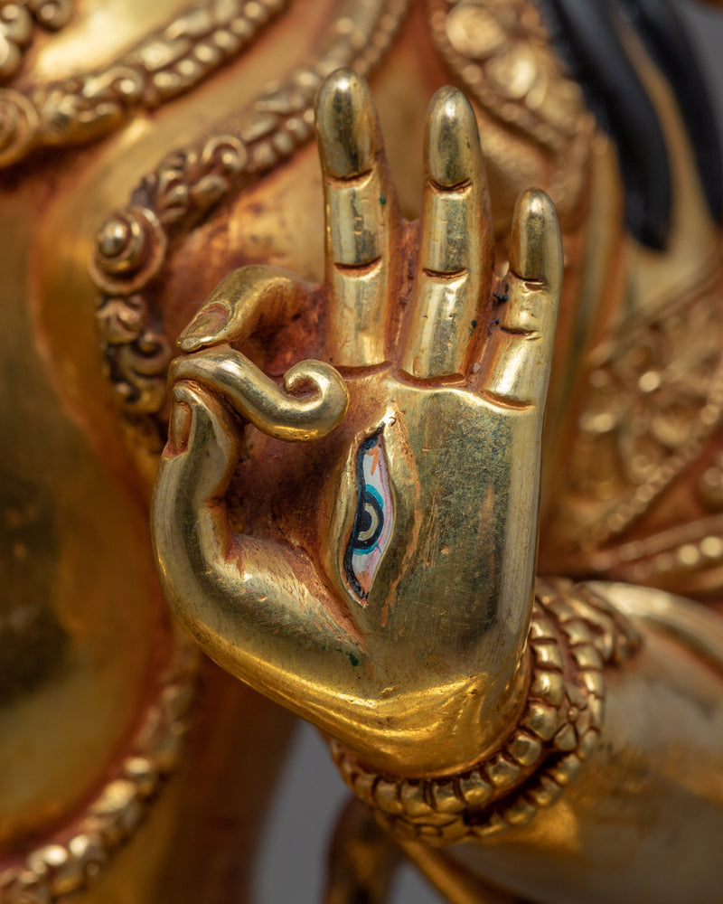 White Tara Gold Statue | Traditional Himalayan Sculpture