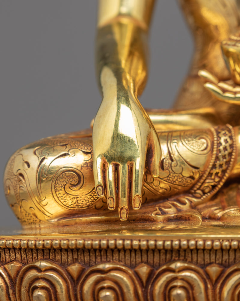Shakyamuni Buddha Gold Sculpture | Hand-Carved Buddhist Deity