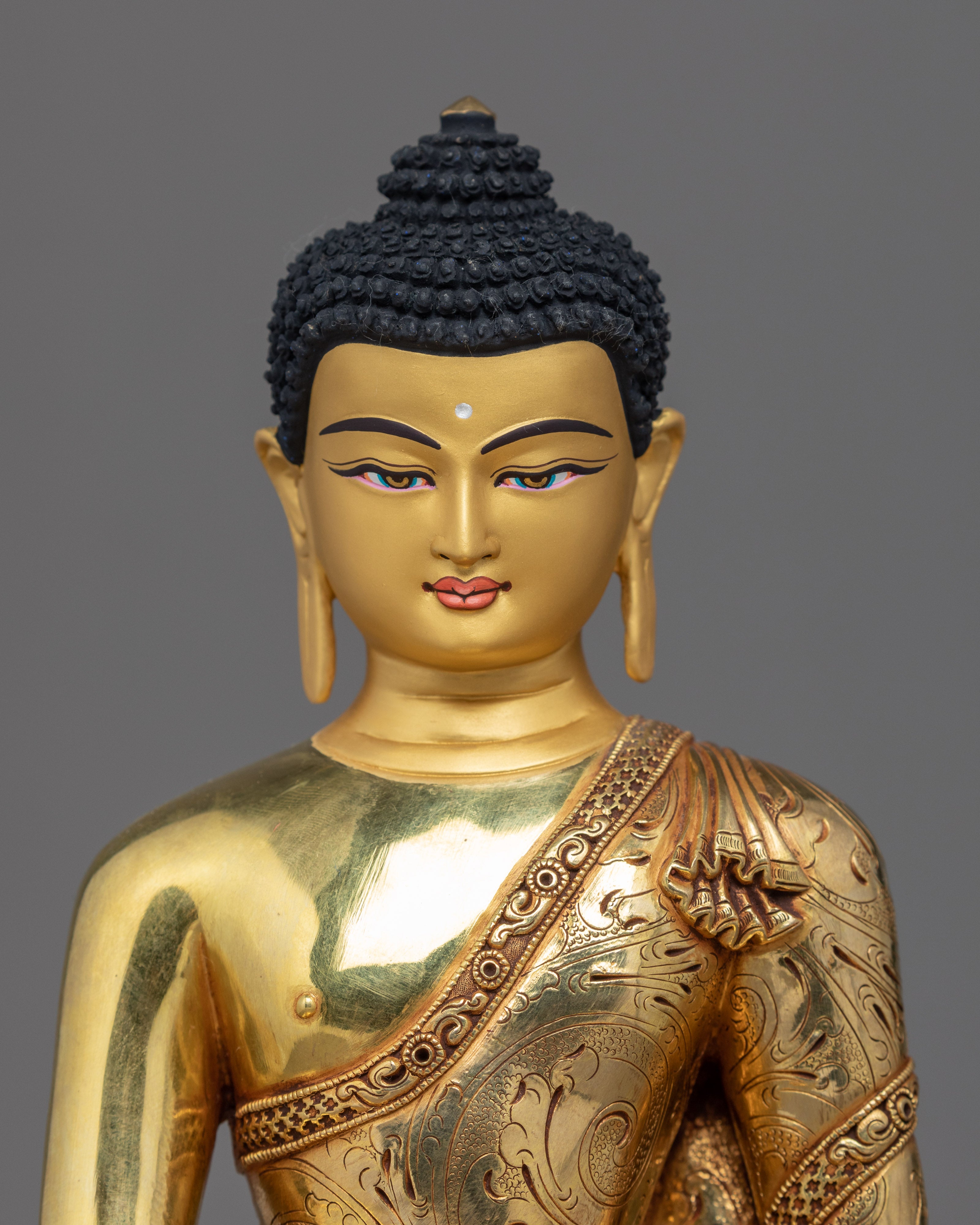 Shakyamuni Buddha Gold Sculpture | Hand-Carved Buddhist Deity