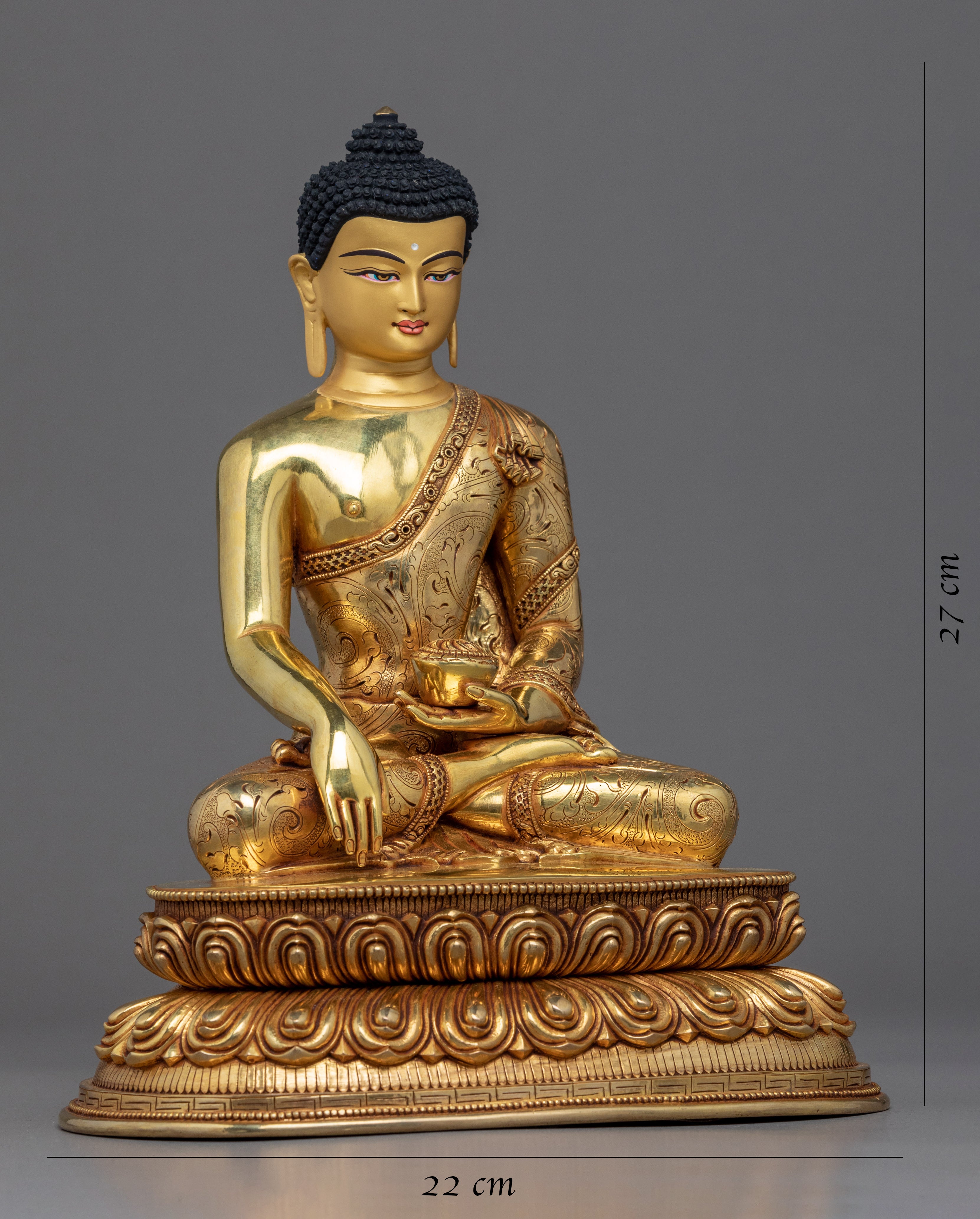 Shakyamuni Buddha Gold Sculpture | Hand-Carved Buddhist Deity