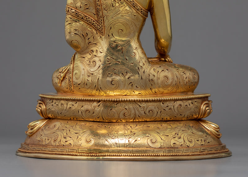 Shakyamuni Buddha Gold Sculpture | Hand-Carved Buddhist Deity