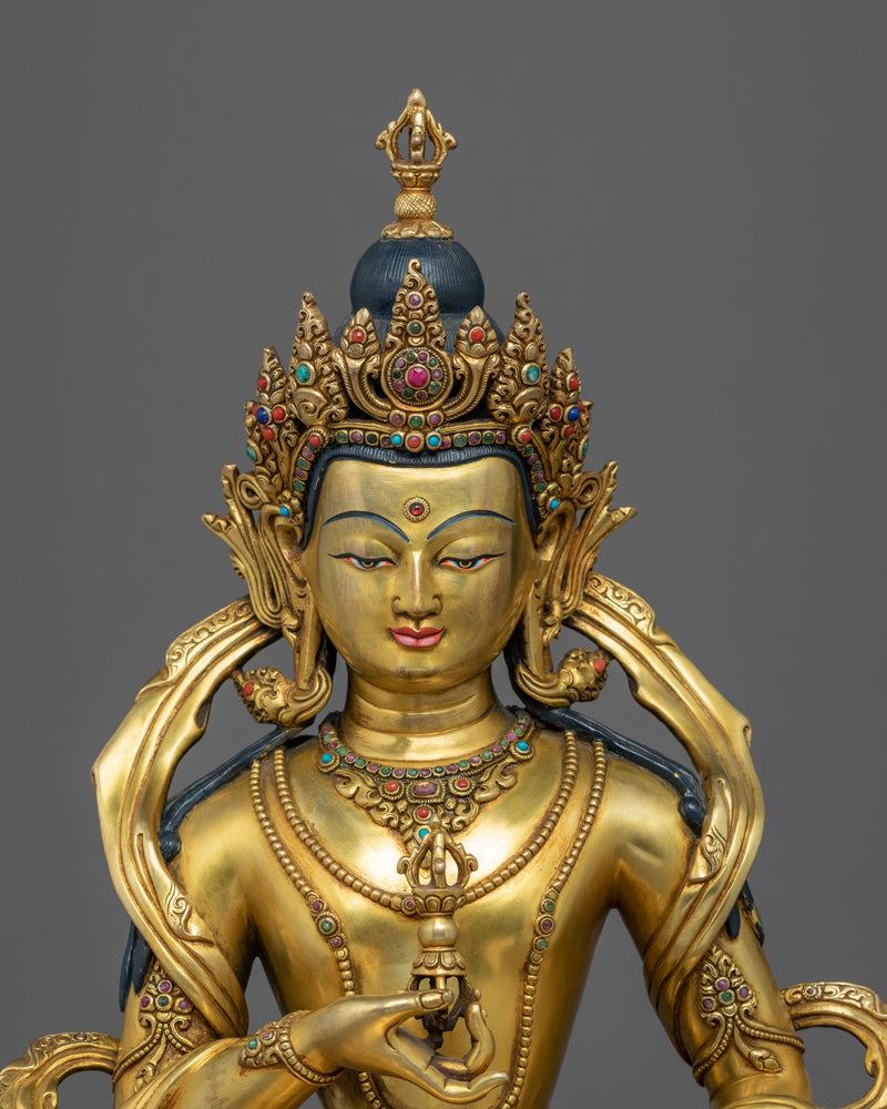 Vajrasattva Yidam Statue | Gold Gilded | Traditional Vajrasattva Art