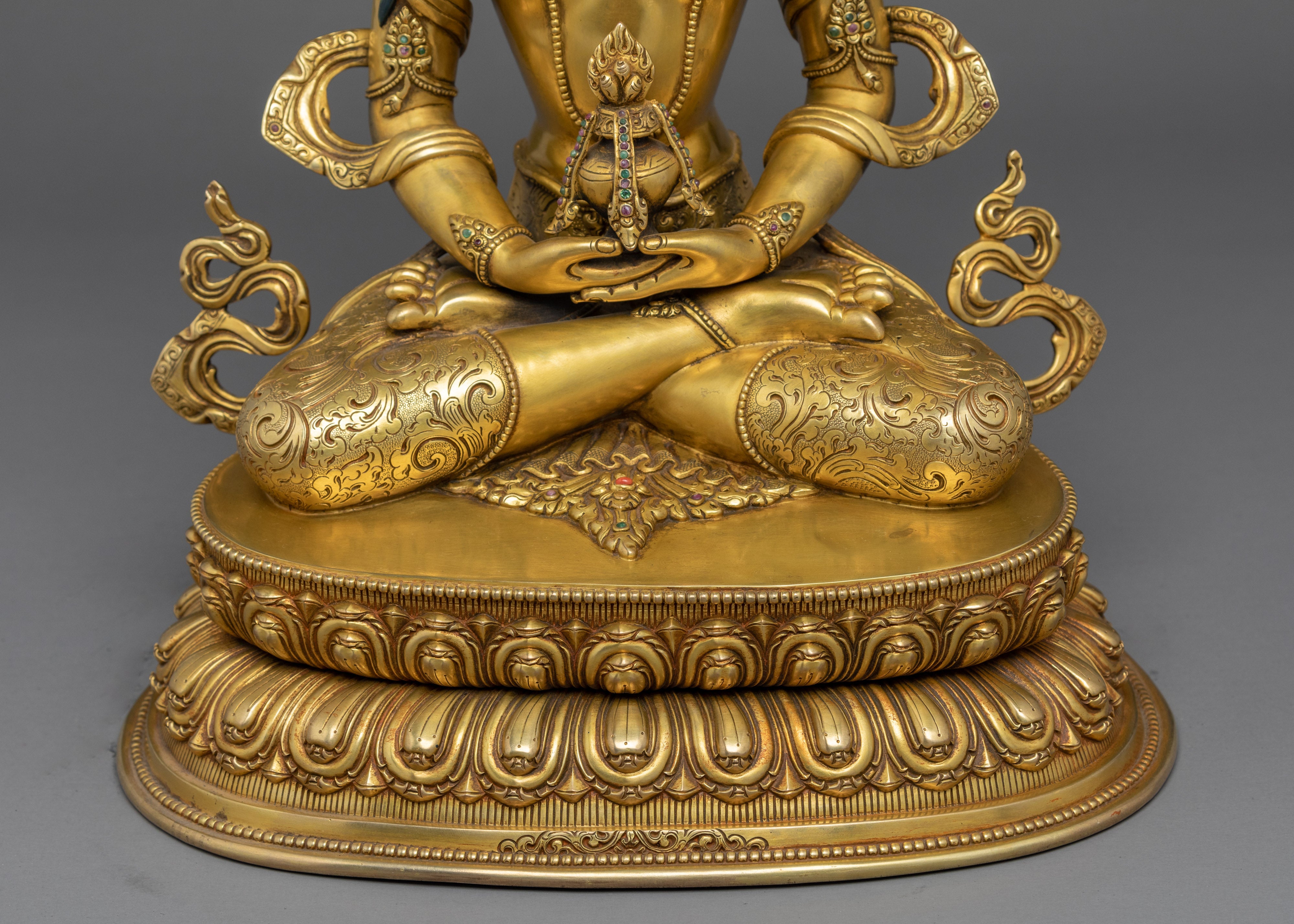 Buddha Amitayus Gold Sculpture | Himalayan Buddhist Art