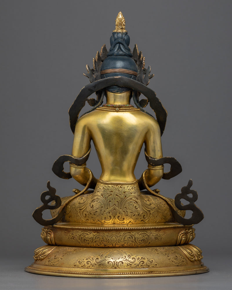 Buddha Amitayus Gold Sculpture | Himalayan Buddhist Art