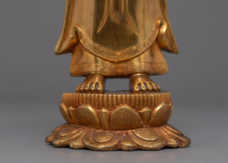 Standing Shakyamuni Buddha Statue | Gold Glided Traditional Art