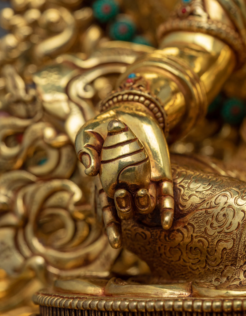 Dzambhala on Throne Sculpture | The Wealth Deity Traditional Art