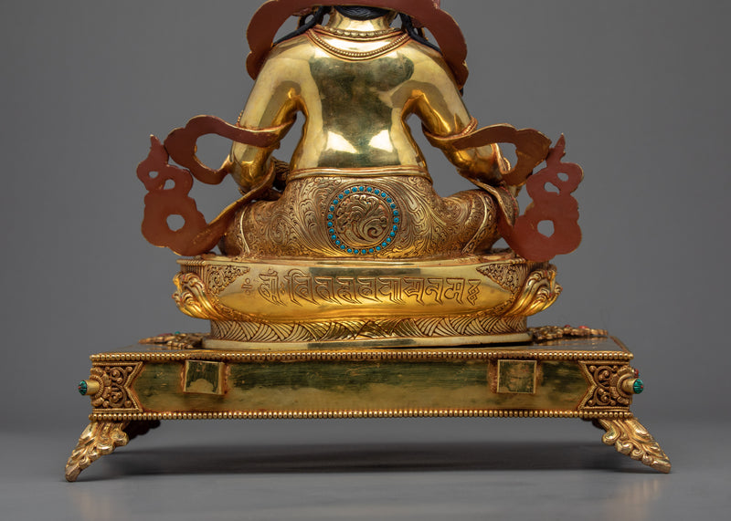 Dzambhala on Throne Sculpture | The Wealth Deity Traditional Art