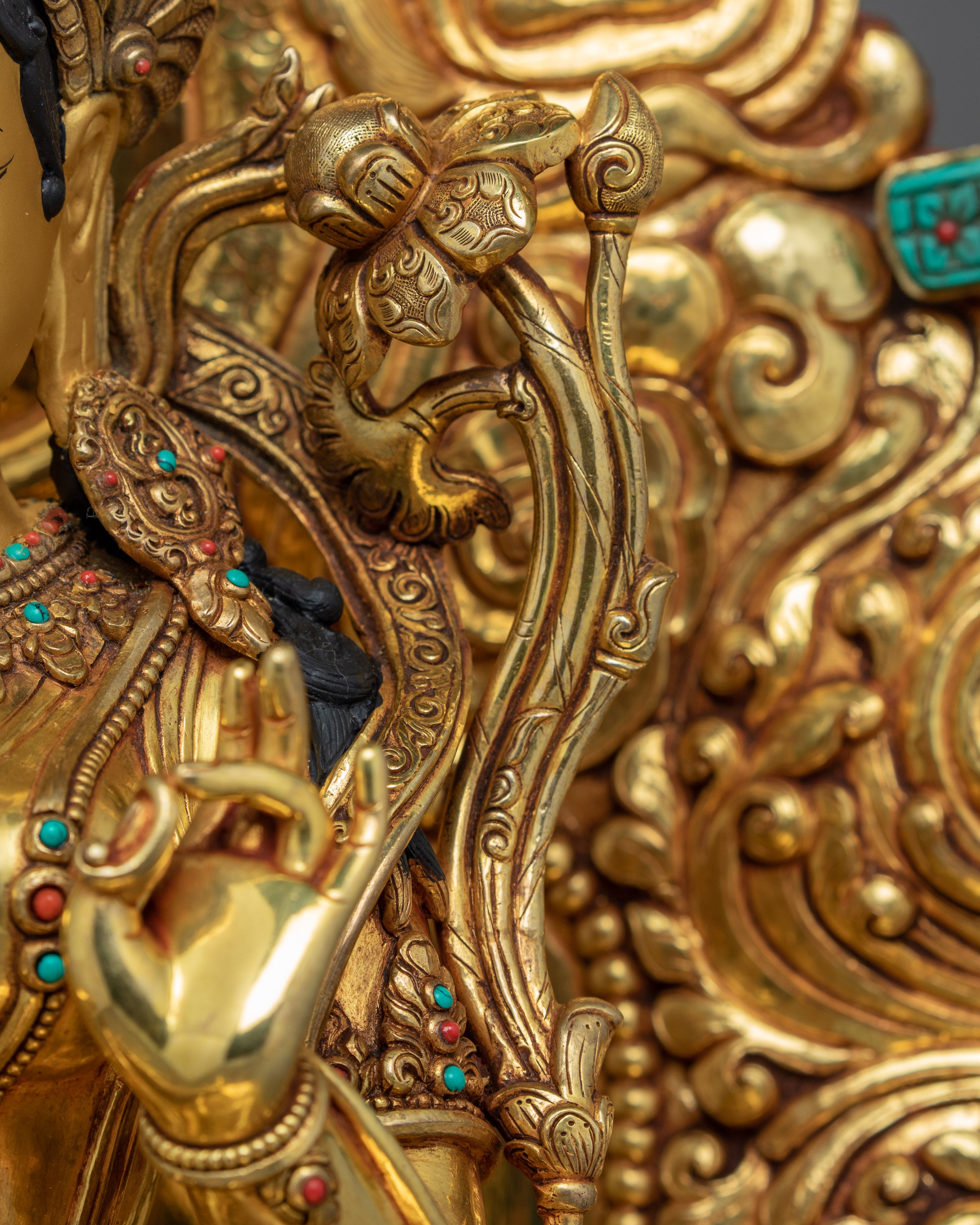 Green Tara Rare Throne Sculpture | Traditional Himalayan Art