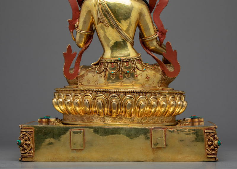 Green Tara Rare Throne Sculpture | Traditional Himalayan Art