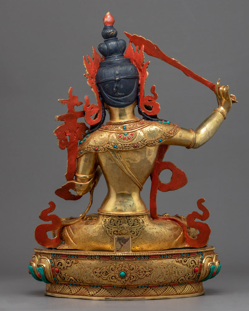 Manjushri Practice Statue | Gold Plated Himalayan Art
