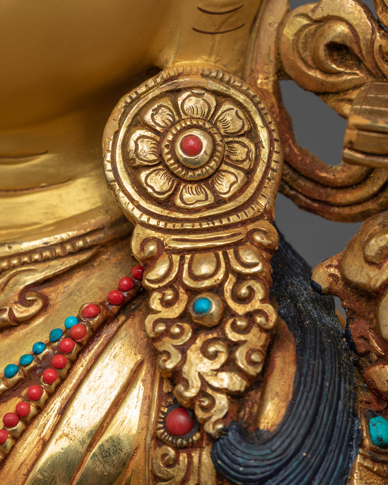 Manjushri Practice Statue | Gold Plated Himalayan Art