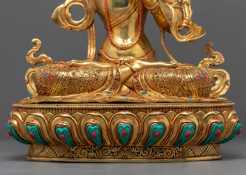 Manjushri Practice Statue | Gold Plated Himalayan Art