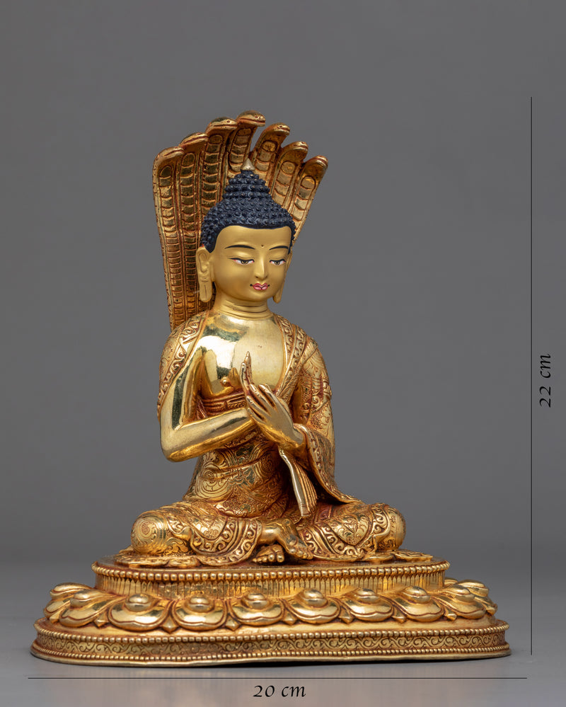 Buddha Naga Statue | Gold Gilded Himalayan Art