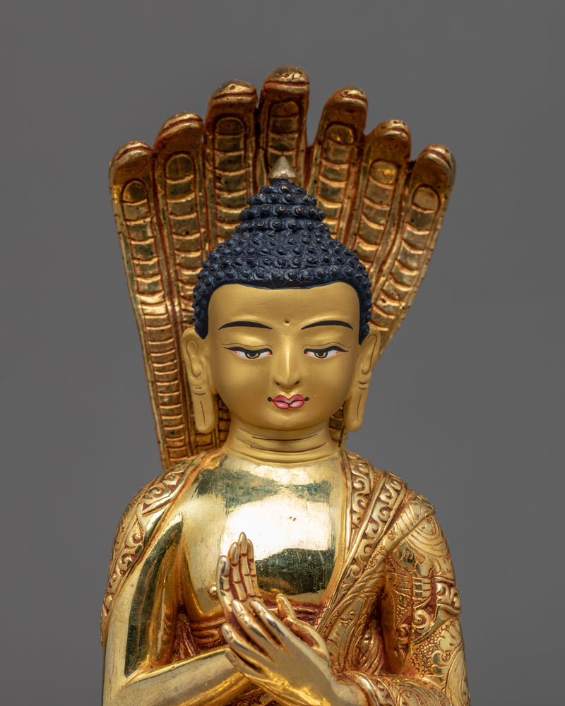 Buddha Naga Statue | Gold Gilded Himalayan Art