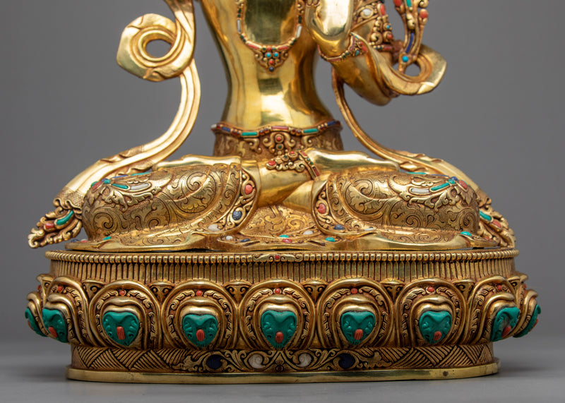Manjushri Buddhism Statue | Tibetan Art Plated with Gold