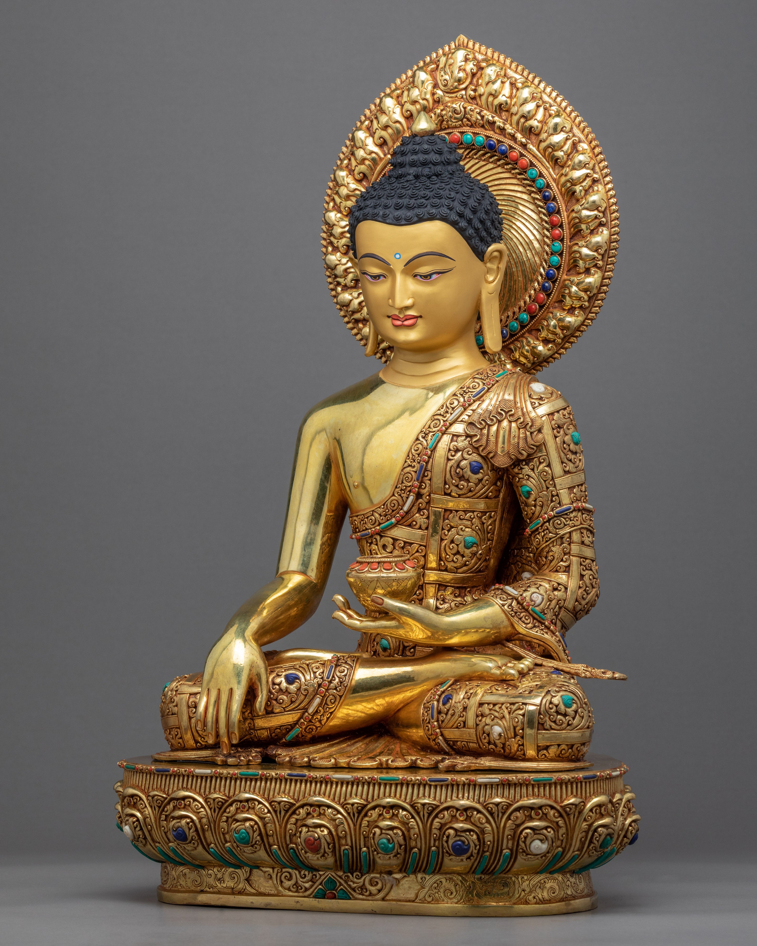 Siddhartha Gautama Buddha Statue | Gold Plated Himalayan Art