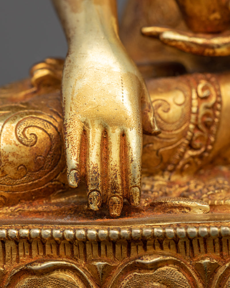 Shakyamuni Buddha Sculpture Art | Gold Gilded Himalayan Art