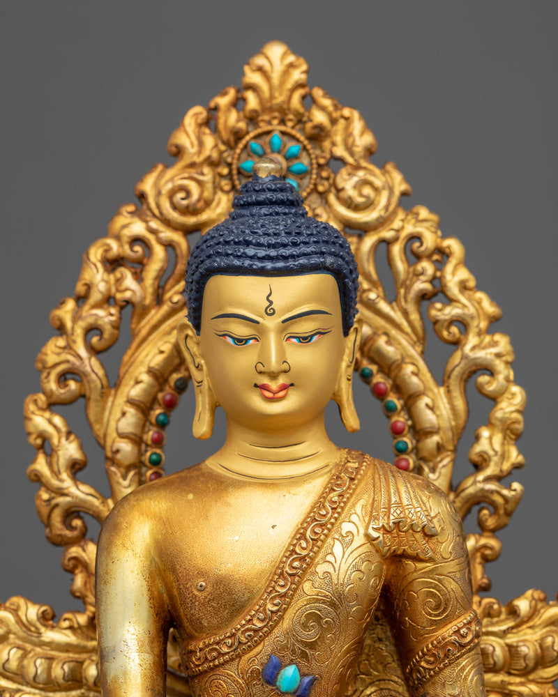 Shakyamuni Buddha Sculpture Art | Gold Gilded Himalayan Art