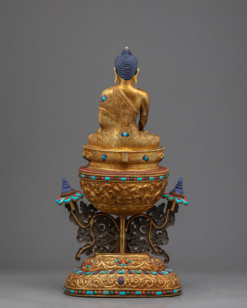 Shakyamuni Buddha Sculpture Art | Gold Gilded Himalayan Art