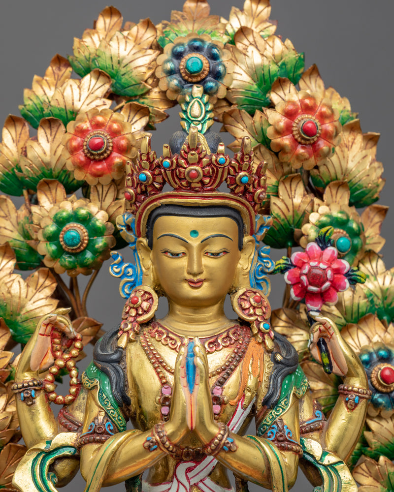 Chenrezig Practice Statue | Tibetan 4 Armed Deity