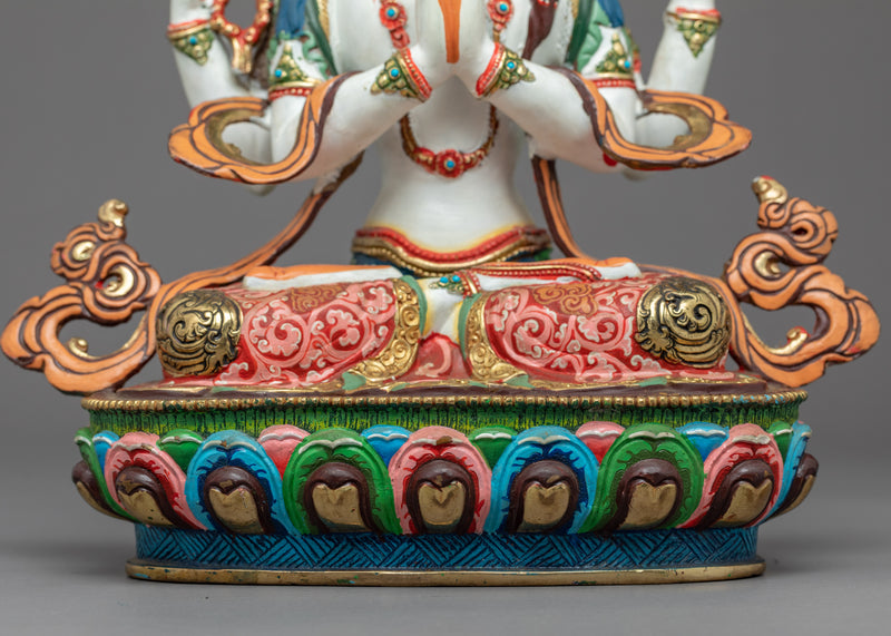 Four Arm Chenrezig Statue | Hand-Carved Himalayan Art