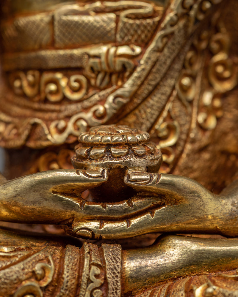 Amitabha Buddha Gold Statue | Traditional Sacred Himalayan Art