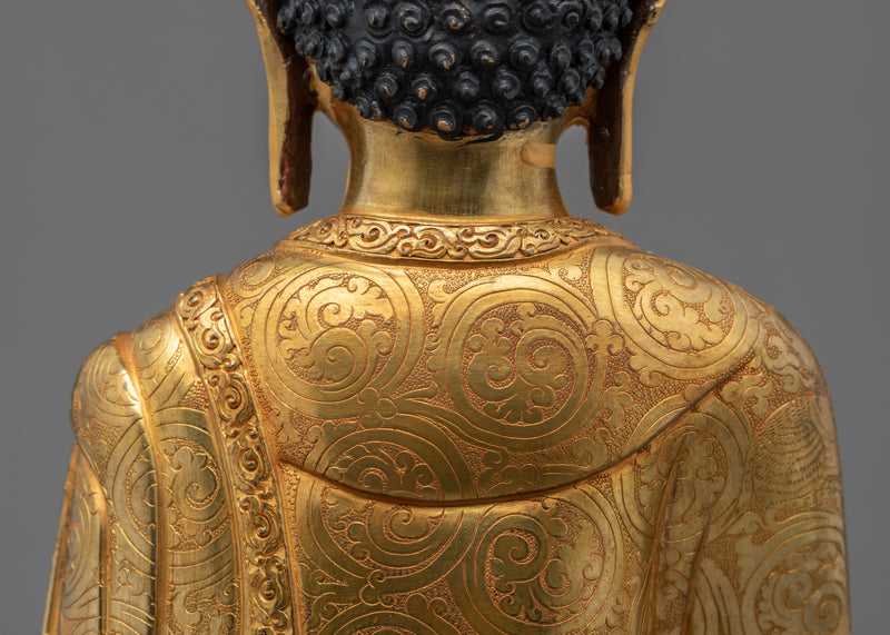 Seated Buddha Shakyamuni Sculpture | Gold Glided Traditional Art