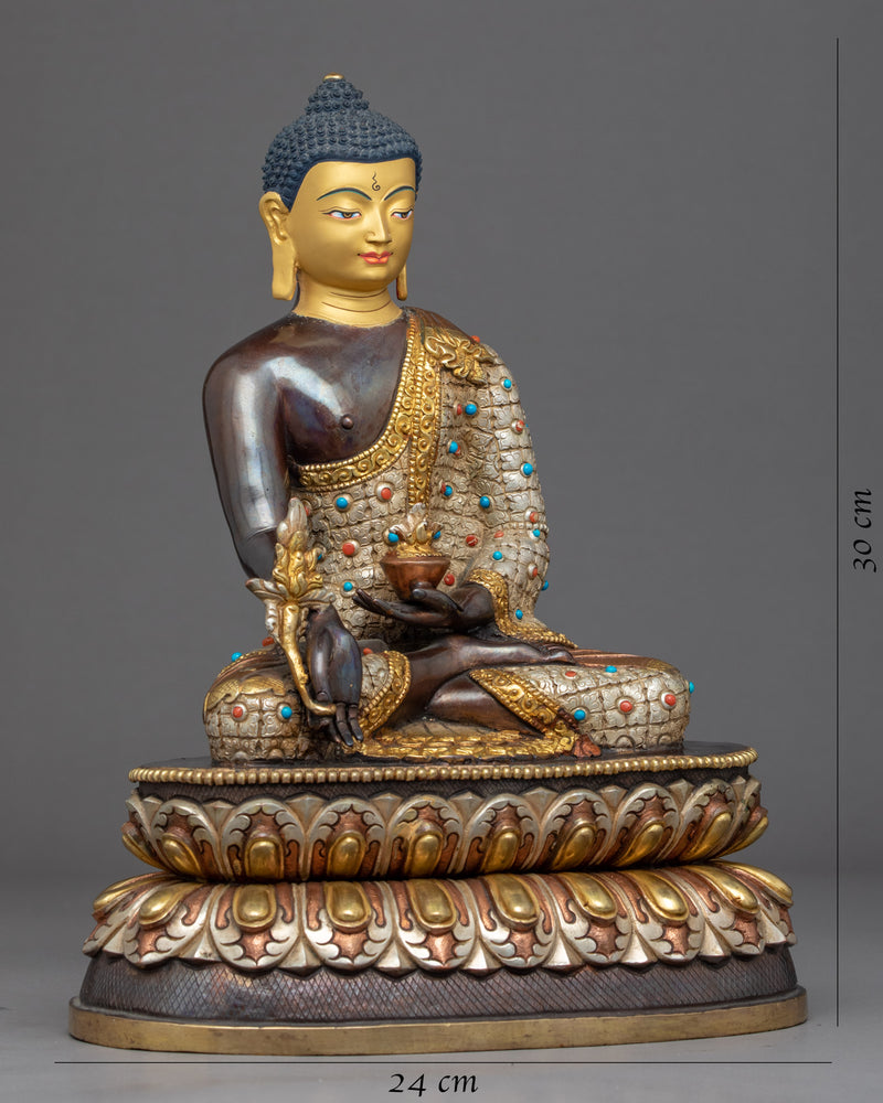 The Medicine Buddha Statue | Gold Gilded Buddhist Sculpture Of Healing Buddha