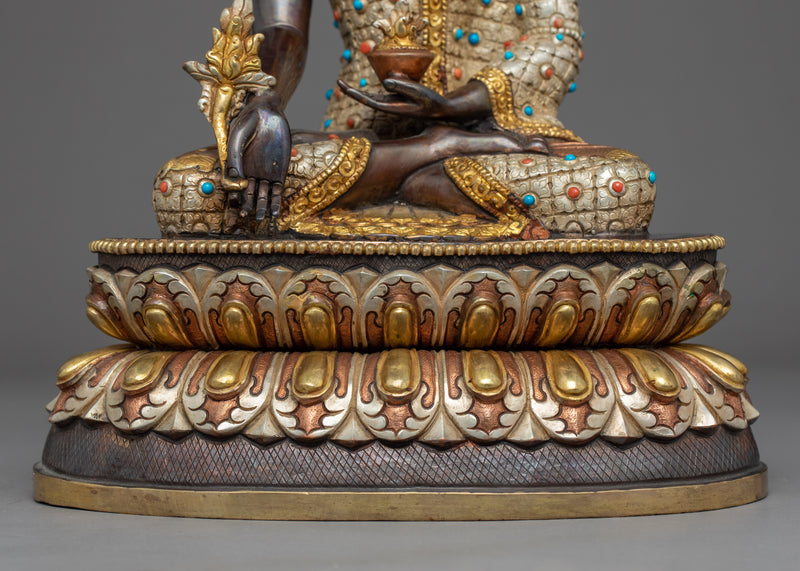 The Medicine Buddha Statue | Gold Gilded Buddhist Sculpture Of Healing Buddha