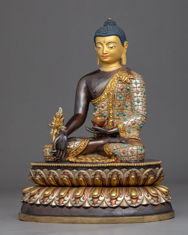 The Medicine Buddha Statue | Gold Gilded Buddhist Sculpture Of Healing Buddha
