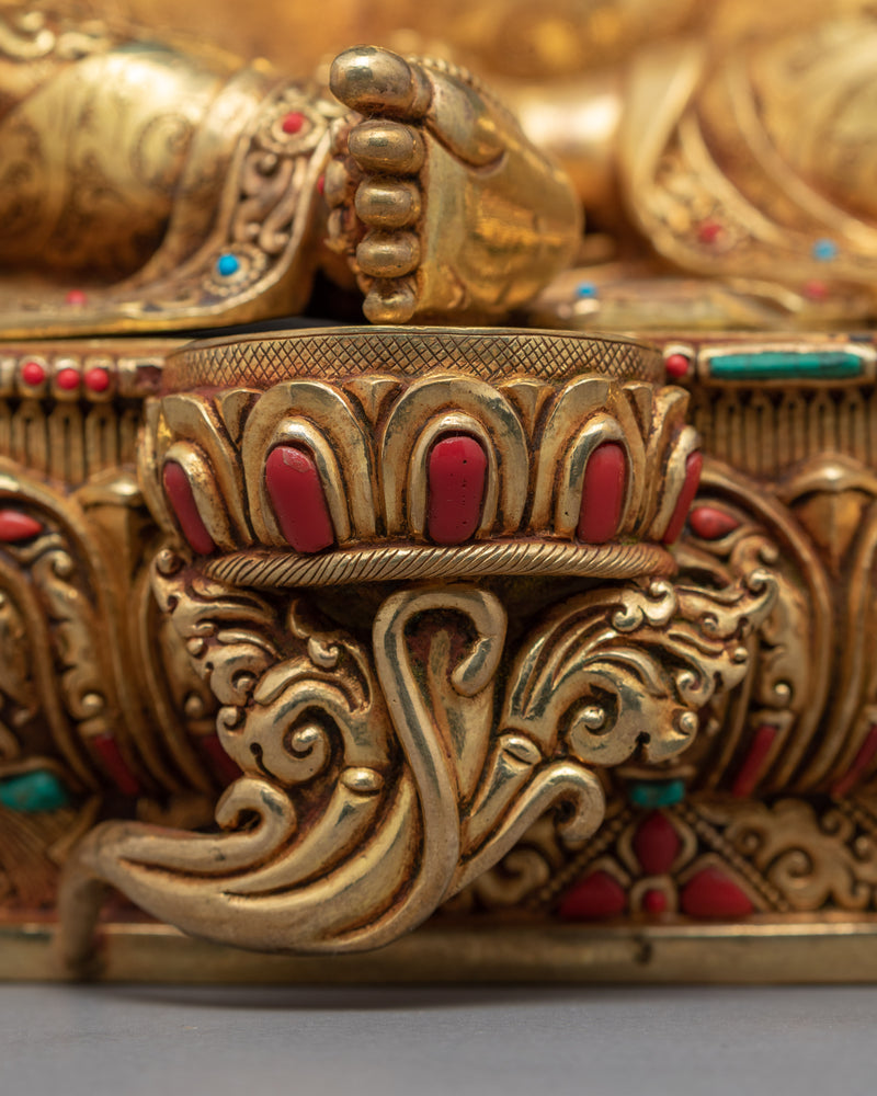 Tibetan Sculpture Green Tara | Gold Gilded Himalayan Art