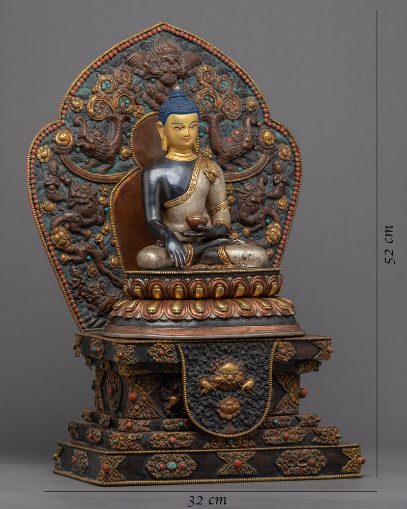 Shakyamuni Buddha on Throne Statue | Hand-Carved Sculpture