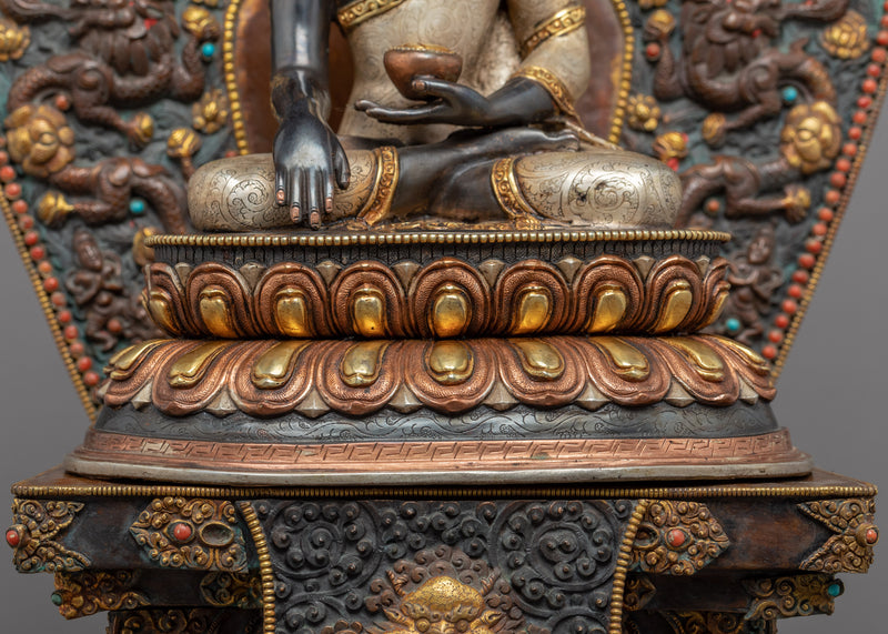 Shakyamuni Buddha on Throne Statue | Hand-Carved Sculpture