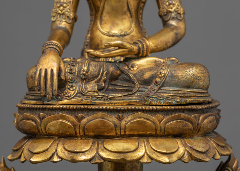 Crowned Shakyamuni Buddha Sculpture | Hand-Carved Statue