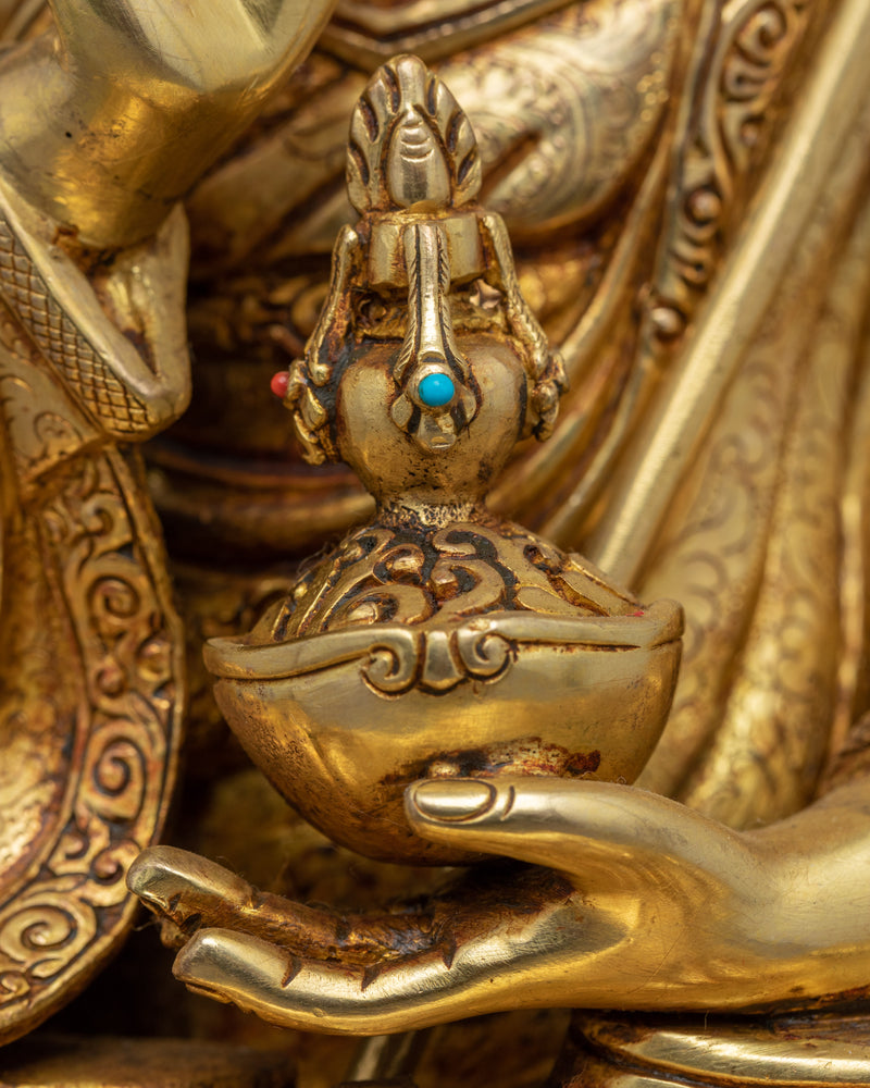 Statue of Guru Rinpoche | 24k Gold Gilded Sculpture