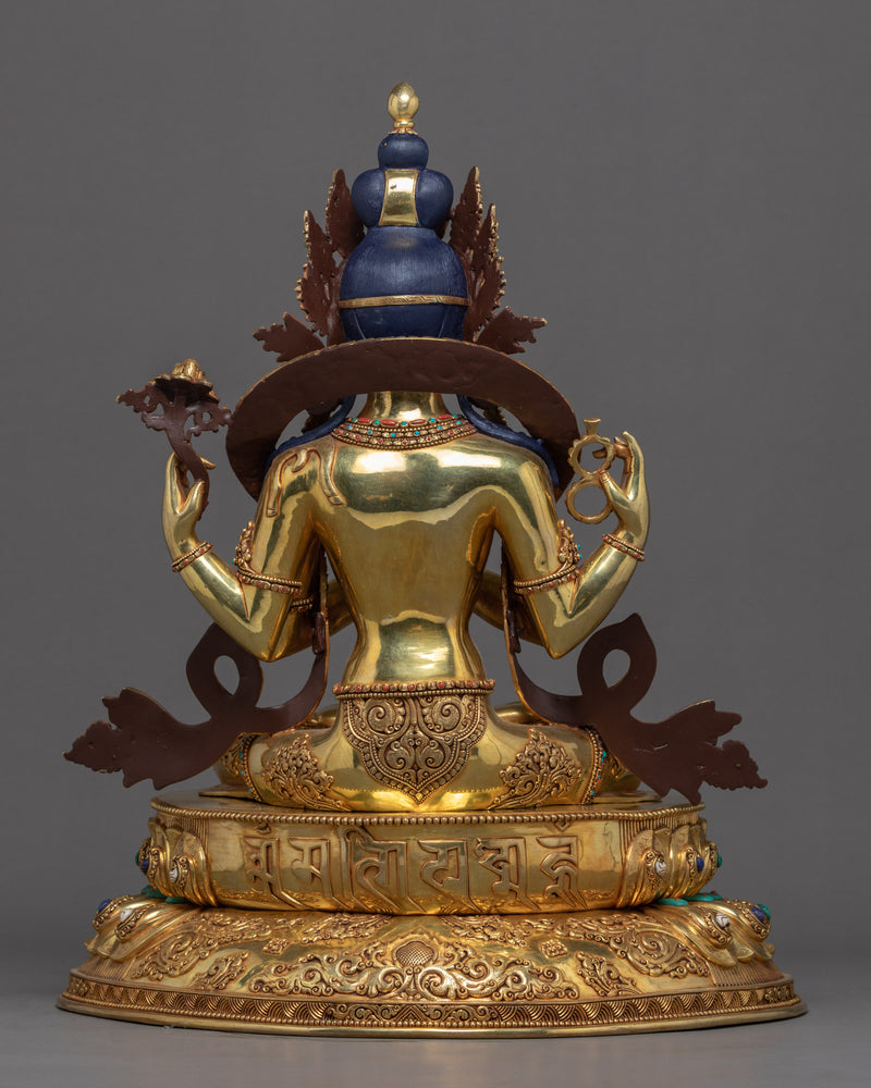 Four Arm Bodhisattva Sculpture | Traditional Avalokiteshvara Art