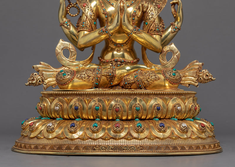 Four Arm Bodhisattva Sculpture | Traditional Avalokiteshvara Art